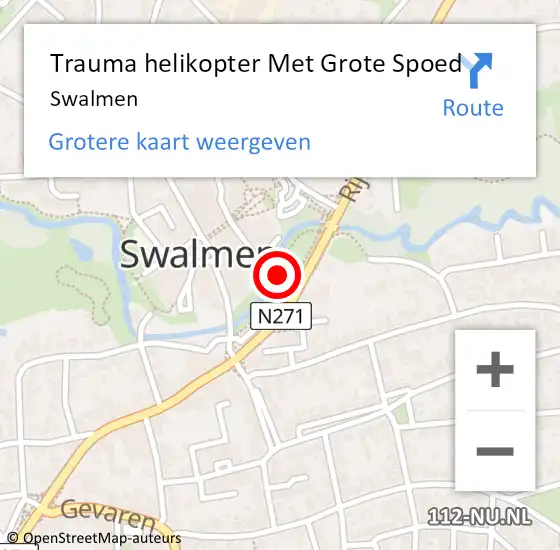 Locatie op kaart van de 112 melding: Trauma helikopter Met Grote Spoed Naar Swalmen op 11 september 2022 14:11