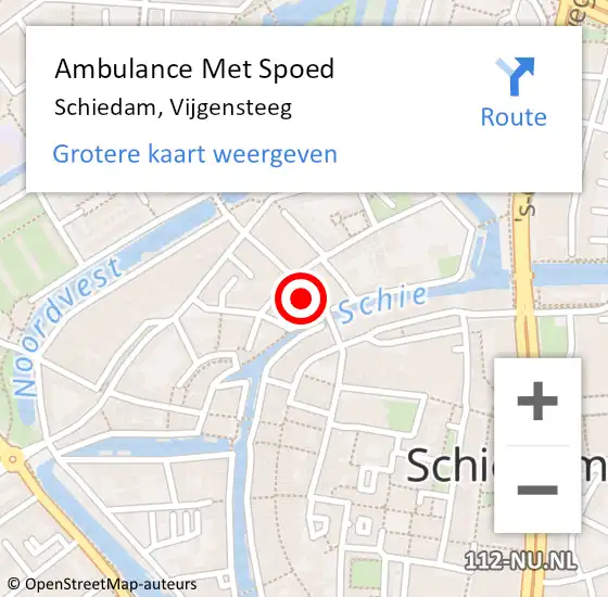 Locatie op kaart van de 112 melding: Ambulance Met Spoed Naar Schiedam, Vijgensteeg op 11 september 2022 14:20