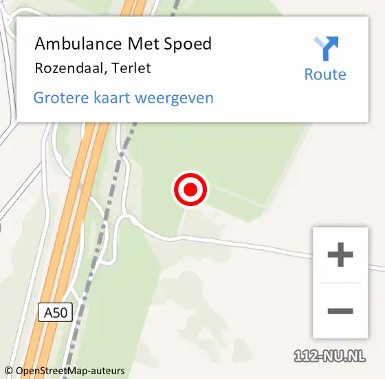 Locatie op kaart van de 112 melding: Ambulance Met Spoed Naar Rozendaal, Terlet op 11 september 2022 14:35