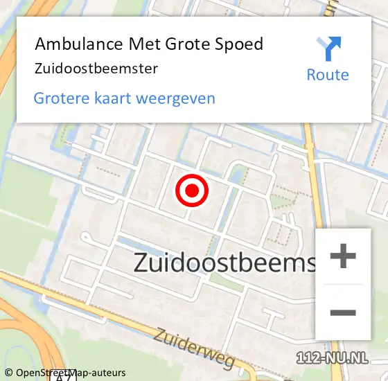 Locatie op kaart van de 112 melding: Ambulance Met Grote Spoed Naar Zuidoostbeemster op 11 september 2022 14:43