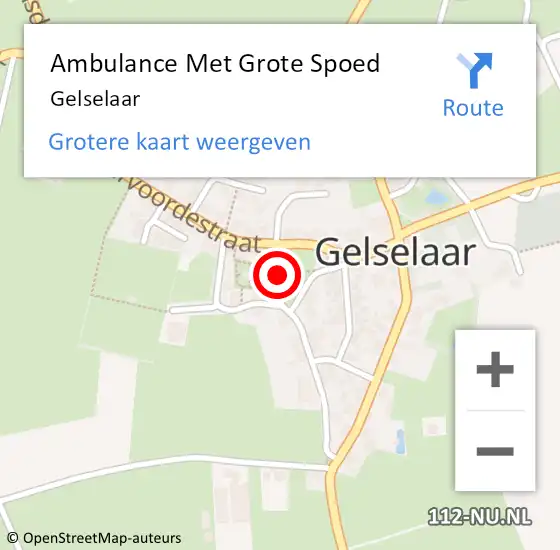 Locatie op kaart van de 112 melding: Ambulance Met Grote Spoed Naar Gelselaar op 11 september 2022 14:45