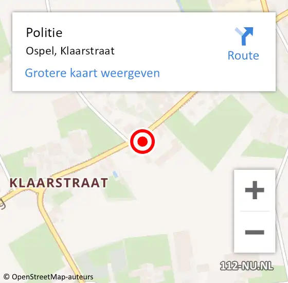 Locatie op kaart van de 112 melding: Politie Ospel, Klaarstraat op 11 september 2022 14:51