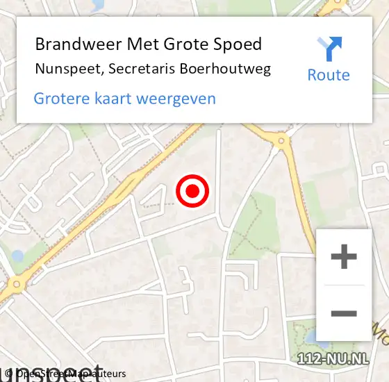 Locatie op kaart van de 112 melding: Brandweer Met Grote Spoed Naar Nunspeet, Secretaris Boerhoutweg op 11 september 2022 15:00