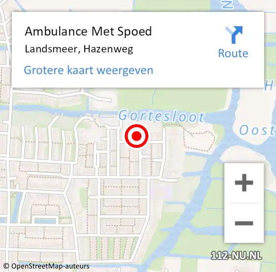 Locatie op kaart van de 112 melding: Ambulance Met Spoed Naar Landsmeer, Hazenweg op 11 september 2022 15:14