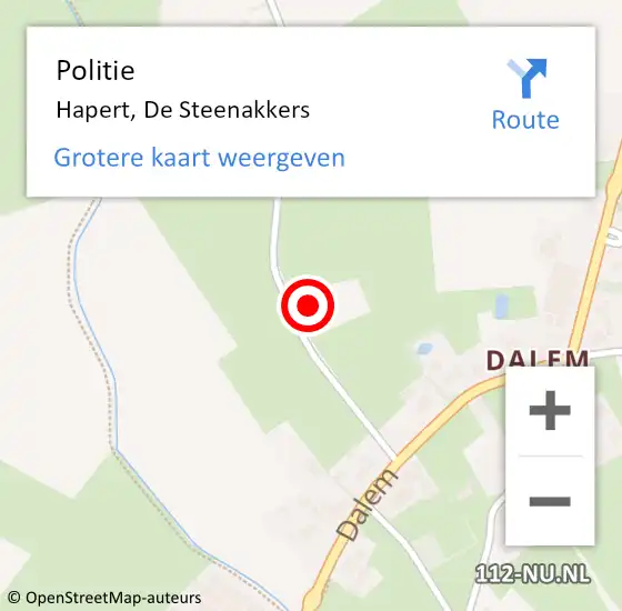 Locatie op kaart van de 112 melding: Politie Hapert, De Steenakkers op 11 september 2022 15:25