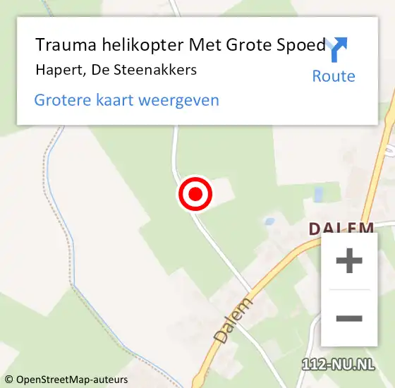 Locatie op kaart van de 112 melding: Trauma helikopter Met Grote Spoed Naar Hapert, De Steenakkers op 11 september 2022 15:30