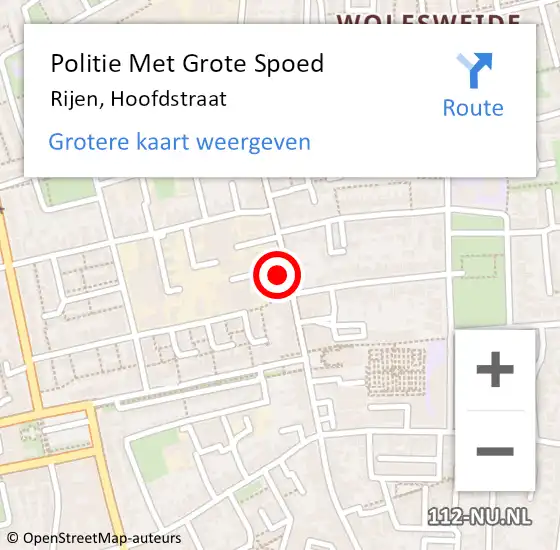 Locatie op kaart van de 112 melding: Politie Met Grote Spoed Naar Rijen, Hoofdstraat op 11 september 2022 15:48