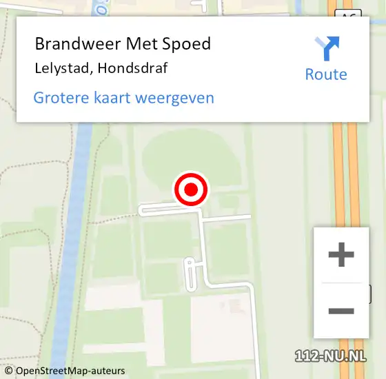 Locatie op kaart van de 112 melding: Brandweer Met Spoed Naar Lelystad, Hondsdraf op 11 september 2022 15:58