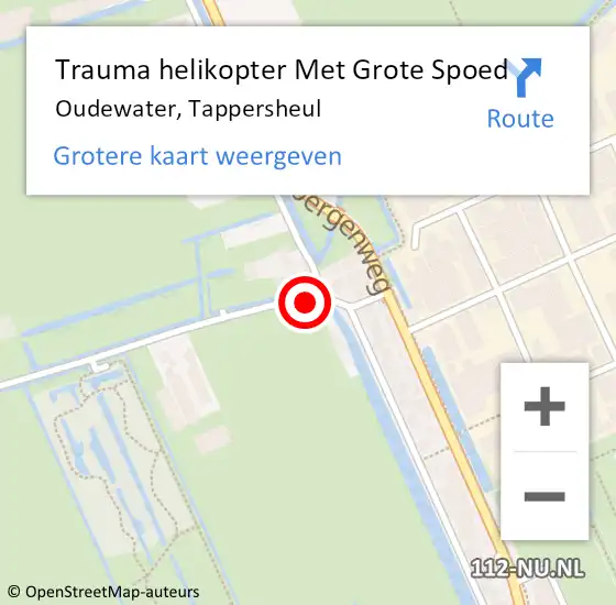 Locatie op kaart van de 112 melding: Trauma helikopter Met Grote Spoed Naar Oudewater, Tappersheul op 11 september 2022 16:24