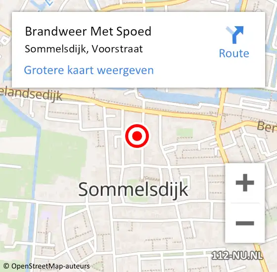 Locatie op kaart van de 112 melding: Brandweer Met Spoed Naar Sommelsdijk, Voorstraat op 11 september 2022 16:27