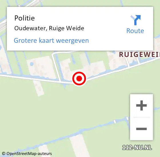 Locatie op kaart van de 112 melding: Politie Oudewater, Ruige Weide op 11 september 2022 16:28