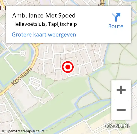 Locatie op kaart van de 112 melding: Ambulance Met Spoed Naar Hellevoetsluis, Tapijtschelp op 11 september 2022 16:41