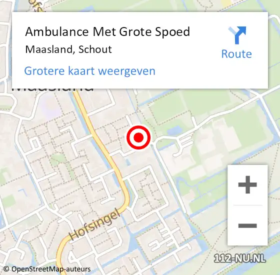 Locatie op kaart van de 112 melding: Ambulance Met Grote Spoed Naar Maasland, Schout op 11 september 2022 16:42