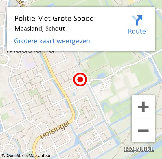 Locatie op kaart van de 112 melding: Politie Met Grote Spoed Naar Maasland, Schout op 11 september 2022 16:43