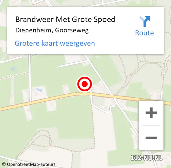 Locatie op kaart van de 112 melding: Brandweer Met Grote Spoed Naar Diepenheim, Goorseweg op 11 september 2022 16:46