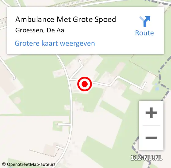 Locatie op kaart van de 112 melding: Ambulance Met Grote Spoed Naar Groessen, De Aa op 11 september 2022 16:50