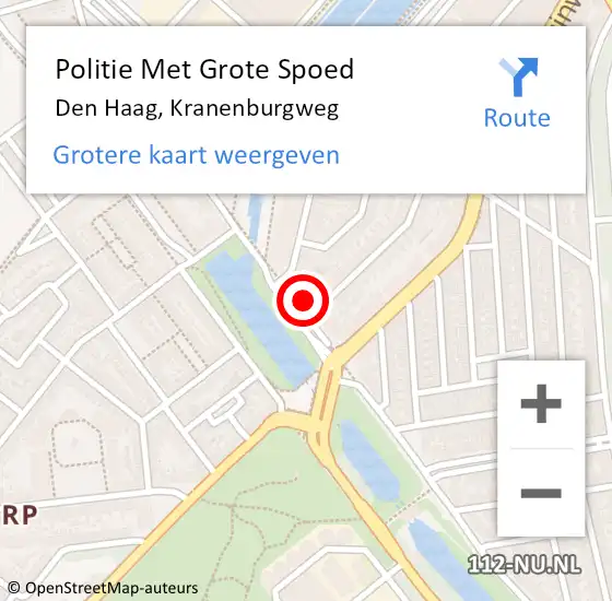 Locatie op kaart van de 112 melding: Politie Met Grote Spoed Naar Den Haag, Kranenburgweg op 11 september 2022 17:00