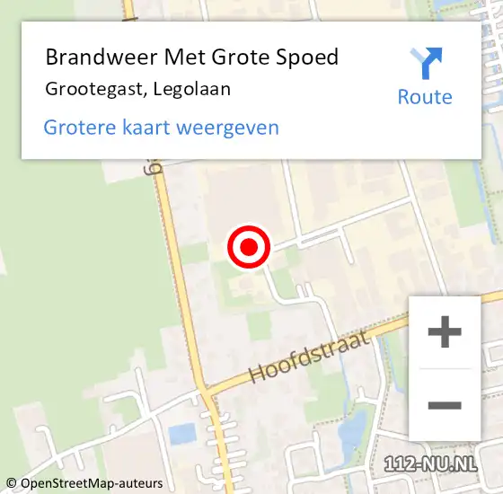 Locatie op kaart van de 112 melding: Brandweer Met Grote Spoed Naar Grootegast, Legolaan op 29 juli 2014 01:43