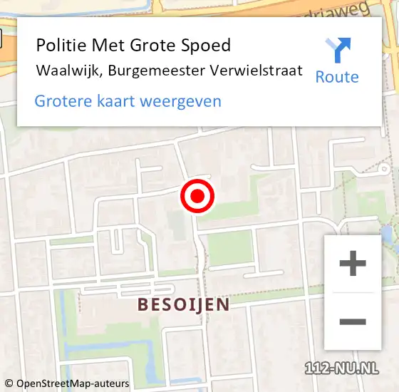 Locatie op kaart van de 112 melding: Politie Met Grote Spoed Naar Waalwijk, Burgemeester Verwielstraat op 11 september 2022 17:08