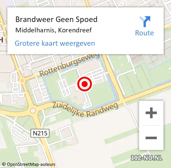 Locatie op kaart van de 112 melding: Brandweer Geen Spoed Naar Middelharnis, Korendreef op 11 september 2022 17:12