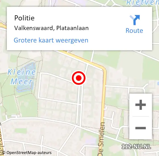 Locatie op kaart van de 112 melding: Politie Valkenswaard, Plataanlaan op 11 september 2022 17:15