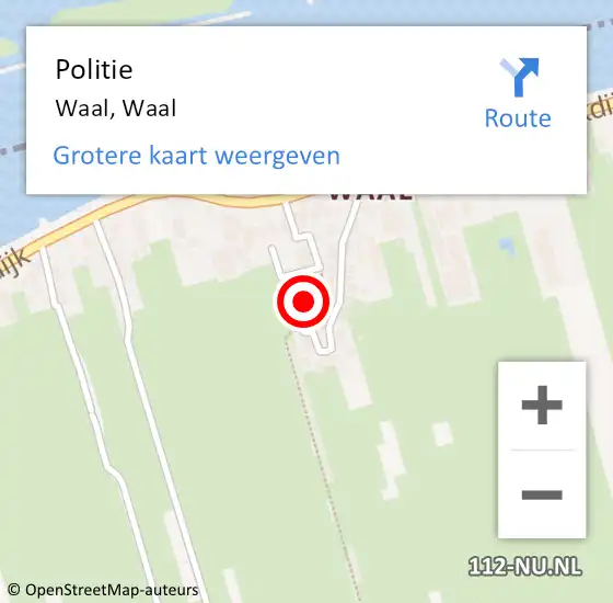Locatie op kaart van de 112 melding: Politie Waal, Waal op 11 september 2022 17:20