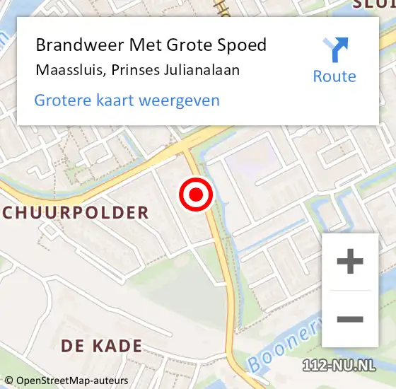 Locatie op kaart van de 112 melding: Brandweer Met Grote Spoed Naar Maassluis, Prinses Julianalaan op 11 september 2022 17:31