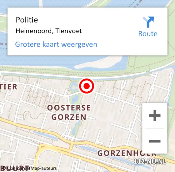 Locatie op kaart van de 112 melding: Politie Heinenoord, Tienvoet op 11 september 2022 17:39