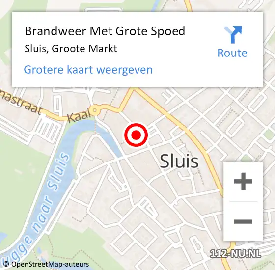 Locatie op kaart van de 112 melding: Brandweer Met Grote Spoed Naar Sluis, Groote Markt op 11 september 2022 17:44