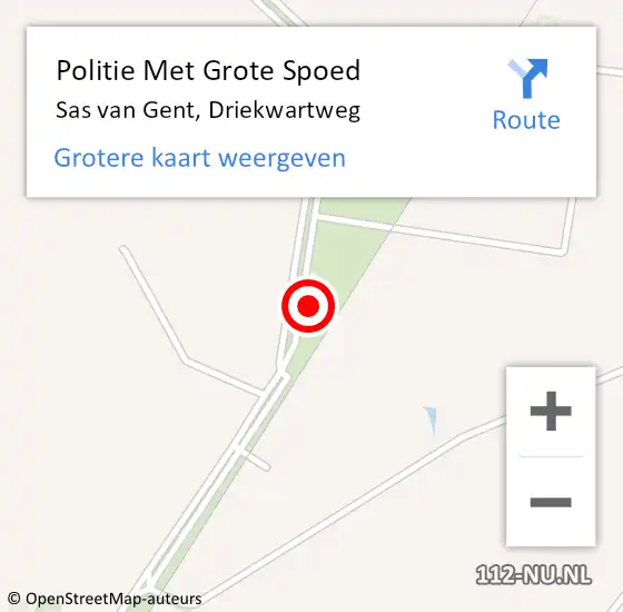 Locatie op kaart van de 112 melding: Politie Met Grote Spoed Naar Sas van Gent, Driekwartweg op 11 september 2022 17:58