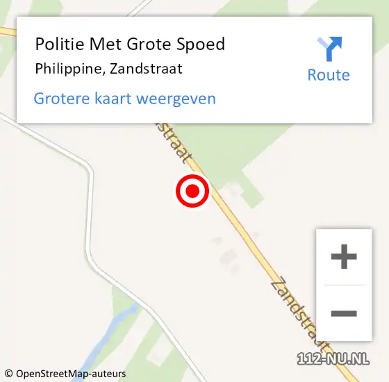 Locatie op kaart van de 112 melding: Politie Met Grote Spoed Naar Philippine, Zandstraat op 11 september 2022 18:00