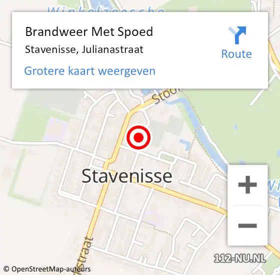 Locatie op kaart van de 112 melding: Brandweer Met Spoed Naar Stavenisse, Julianastraat op 11 september 2022 18:15