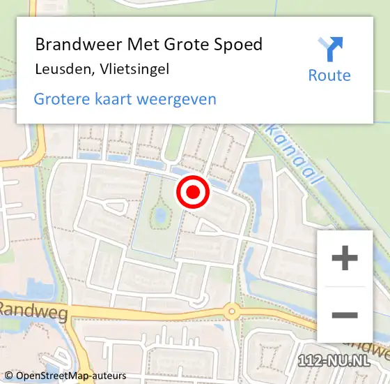 Locatie op kaart van de 112 melding: Brandweer Met Grote Spoed Naar Leusden, Vlietsingel op 11 september 2022 18:29