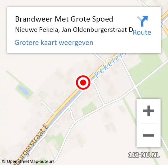 Locatie op kaart van de 112 melding: Brandweer Met Grote Spoed Naar Nieuwe Pekela, Jan Oldenburgerstraat D op 11 september 2022 18:51