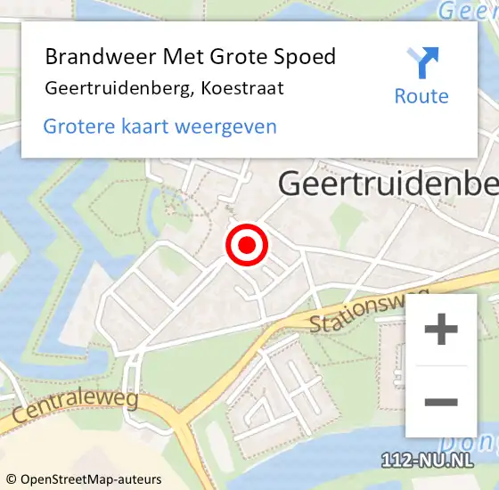 Locatie op kaart van de 112 melding: Brandweer Met Grote Spoed Naar Geertruidenberg, Koestraat op 11 september 2022 18:54