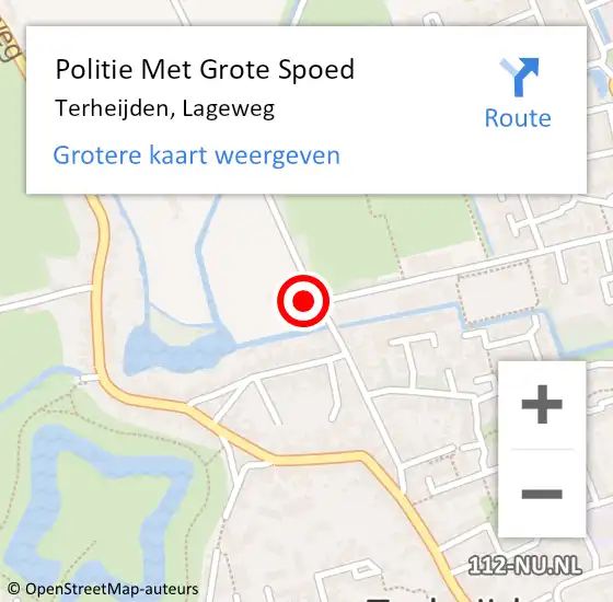 Locatie op kaart van de 112 melding: Politie Met Grote Spoed Naar Terheijden, Lageweg op 11 september 2022 19:11