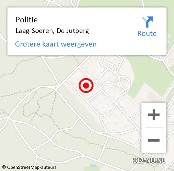 Locatie op kaart van de 112 melding: Politie Laag-Soeren, De Jutberg op 11 september 2022 19:17