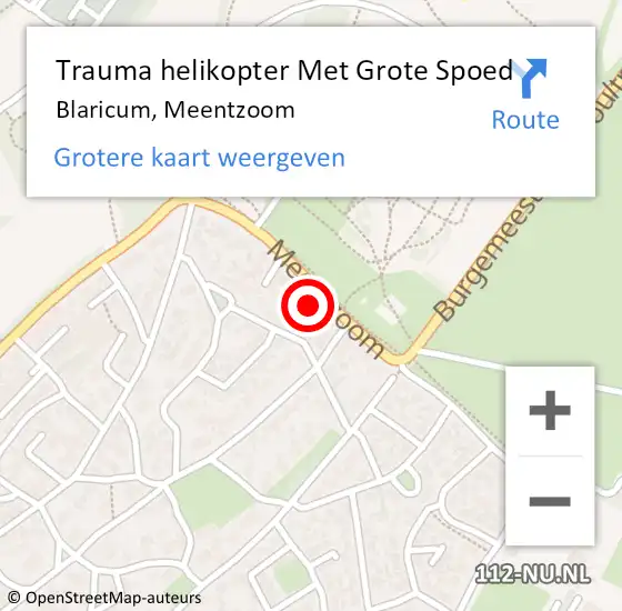 Locatie op kaart van de 112 melding: Trauma helikopter Met Grote Spoed Naar Blaricum, Meentzoom op 11 september 2022 19:19