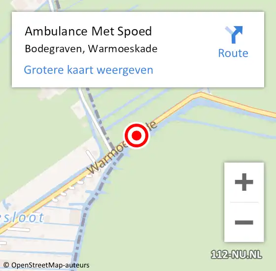 Locatie op kaart van de 112 melding: Ambulance Met Spoed Naar Bodegraven, Warmoeskade op 11 september 2022 19:29