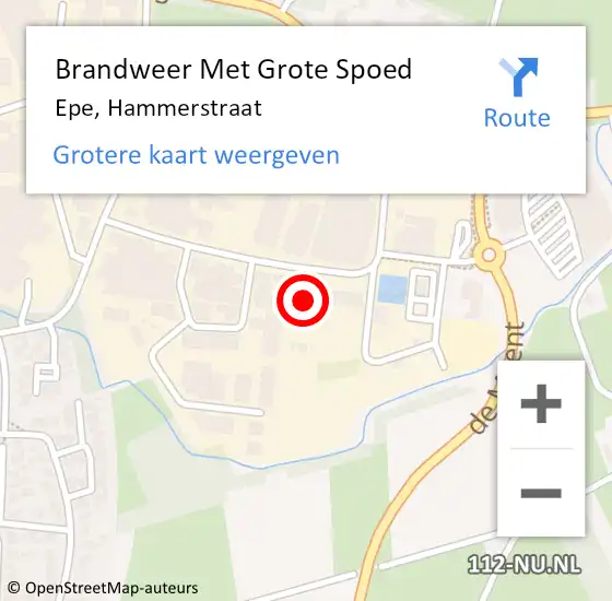 Locatie op kaart van de 112 melding: Brandweer Met Grote Spoed Naar Epe, Hammerstraat op 11 september 2022 19:31