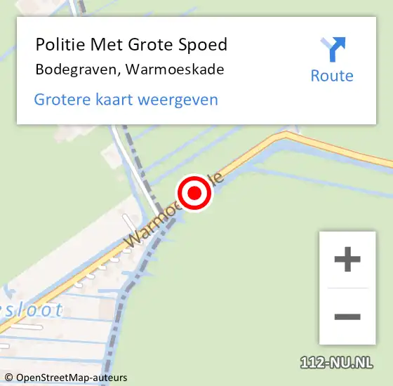 Locatie op kaart van de 112 melding: Politie Met Grote Spoed Naar Bodegraven, Warmoeskade op 11 september 2022 19:31