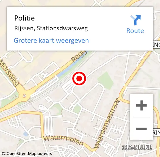Locatie op kaart van de 112 melding: Politie Rijssen, Stationsdwarsweg op 11 september 2022 19:34