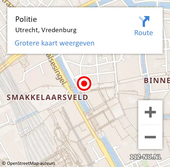 Locatie op kaart van de 112 melding: Politie Utrecht, Vredenburg op 11 september 2022 19:39