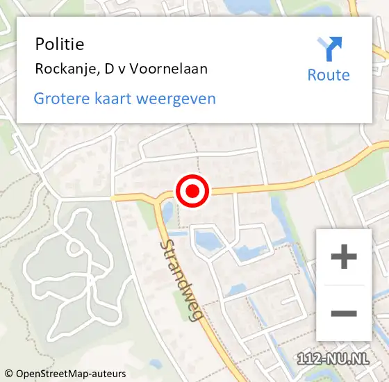 Locatie op kaart van de 112 melding: Politie Rockanje, D v Voornelaan op 11 september 2022 20:02