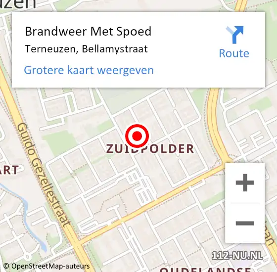 Locatie op kaart van de 112 melding: Brandweer Met Spoed Naar Terneuzen, Bellamystraat op 11 september 2022 20:10