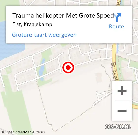 Locatie op kaart van de 112 melding: Trauma helikopter Met Grote Spoed Naar Elst, Kraaiekamp op 11 september 2022 20:14