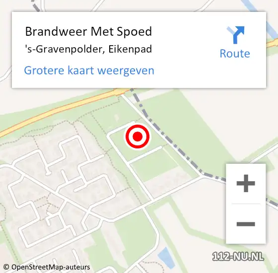 Locatie op kaart van de 112 melding: Brandweer Met Spoed Naar 's-Gravenpolder, Eikenpad op 11 september 2022 20:23