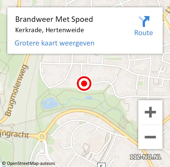 Locatie op kaart van de 112 melding: Brandweer Met Spoed Naar Kerkrade, Hertenweide op 11 september 2022 20:23