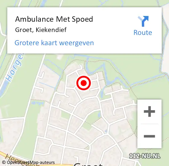 Locatie op kaart van de 112 melding: Ambulance Met Spoed Naar Groet, Kiekendief op 11 september 2022 20:28