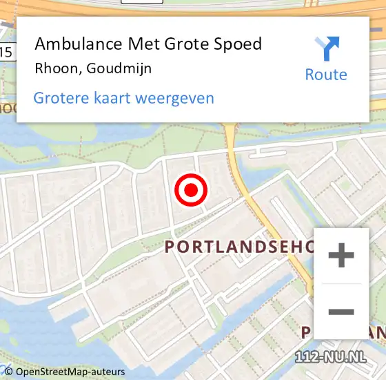 Locatie op kaart van de 112 melding: Ambulance Met Grote Spoed Naar Rhoon, Goudmijn op 11 september 2022 20:34